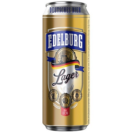 Пиво Edelburg Lager, in can, 0.5 л