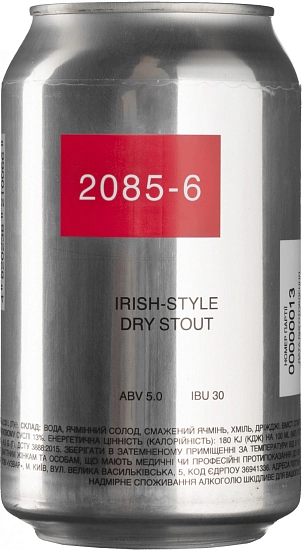 Пиво 2085-6 Irish-Style Dry Stout, in can, 0.33 л