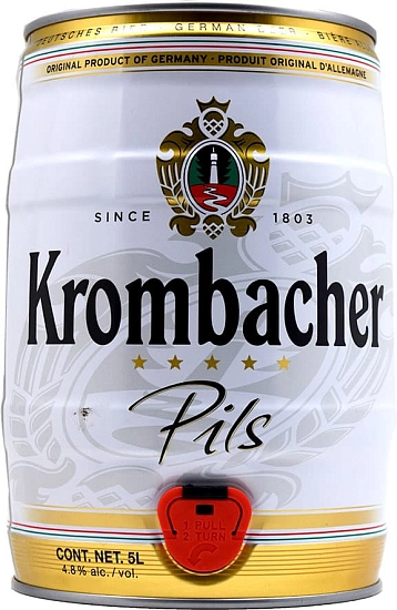 Пиво Krombacher, Pils, mini keg, 5 л