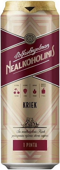 Пиво Volfas Engelman, Nealkoholinis Kriek, in can, 568 мл